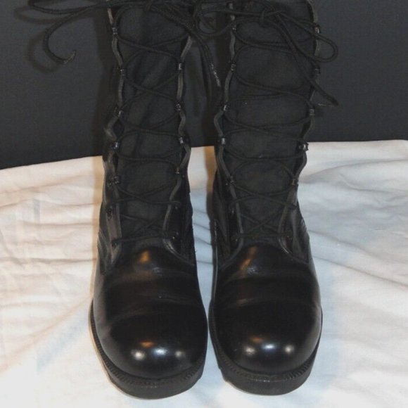 WELLCO BLACK JUNGLE BOOTS VIETNAM ERA PROTECTIVE SPIKE SIZE 8R SV 958